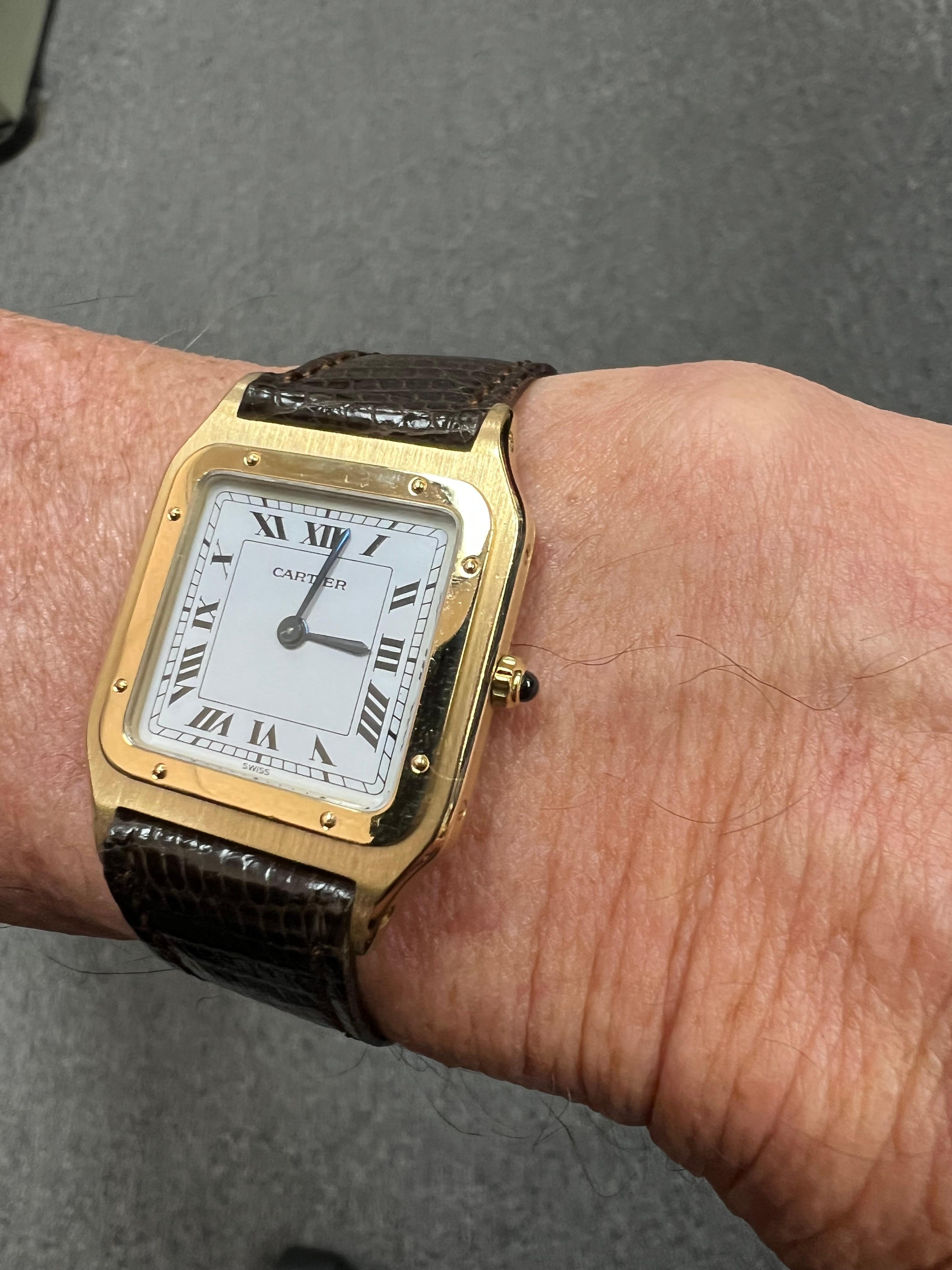 Cartier 1970s Santos Dumont 18k Yellow Gold Wristwatch In Good Condition In Los Angeles, CA