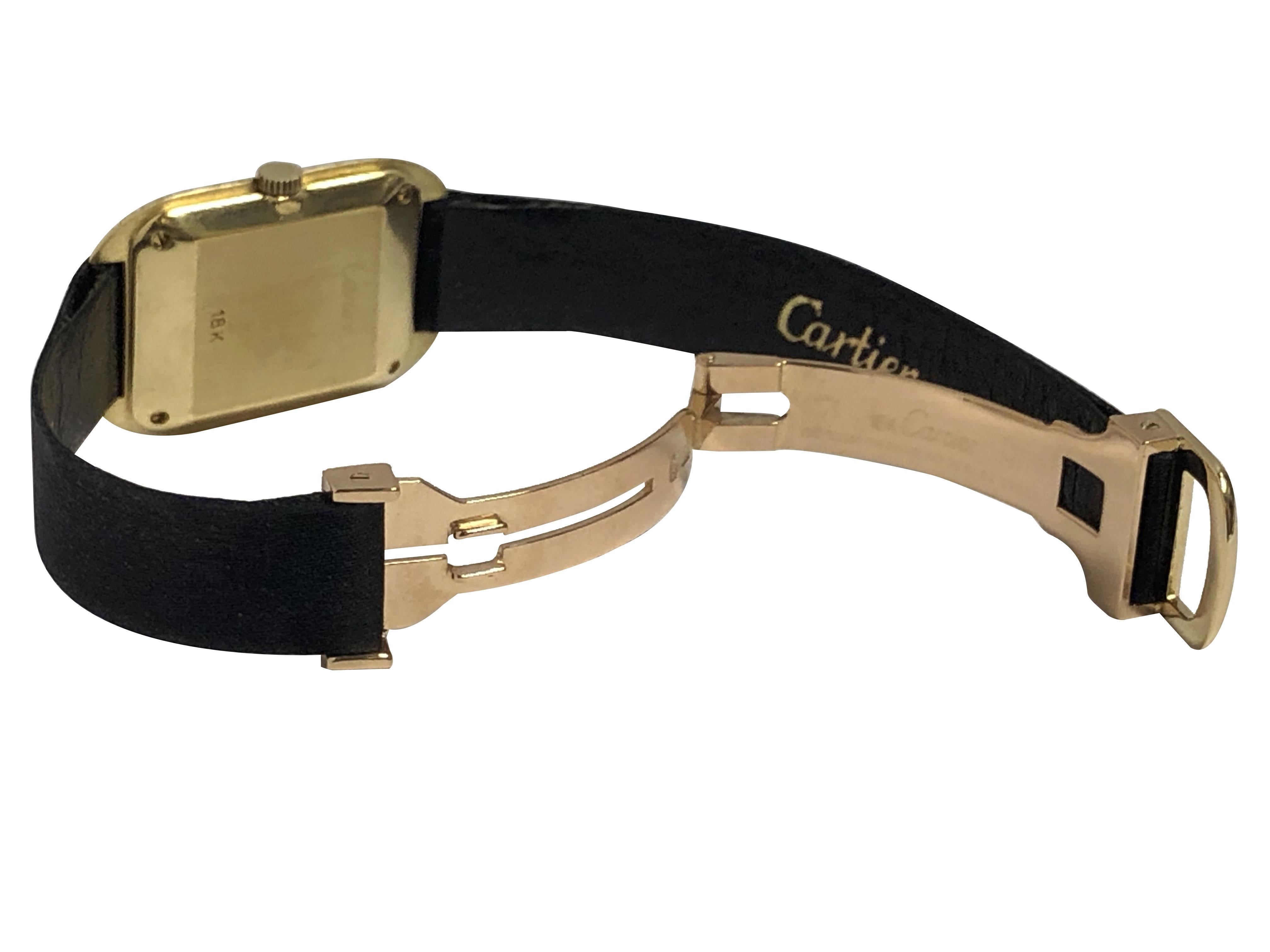 Montre-bracelet mécanique pour dames en or jaune et diamants, rare, de Cartier, datant des années 1970 Pour femmes en vente