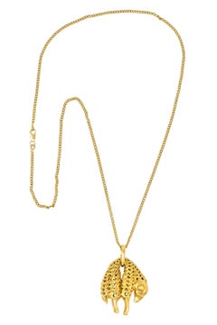 Cartier 1970's Vintage 18 Karat Gold Golden Fleece Ram Pendant Necklace