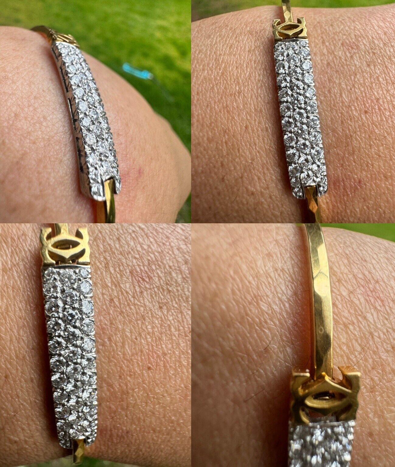 CARTIER 1970er Jahre Vintage 18k YG, Platin & Diamant Logo-Armreif Selten 1