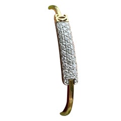 CARTIER 1970s Vintage 18k YG, Platinum & Diamond Logo Bangle Bracelet Rare