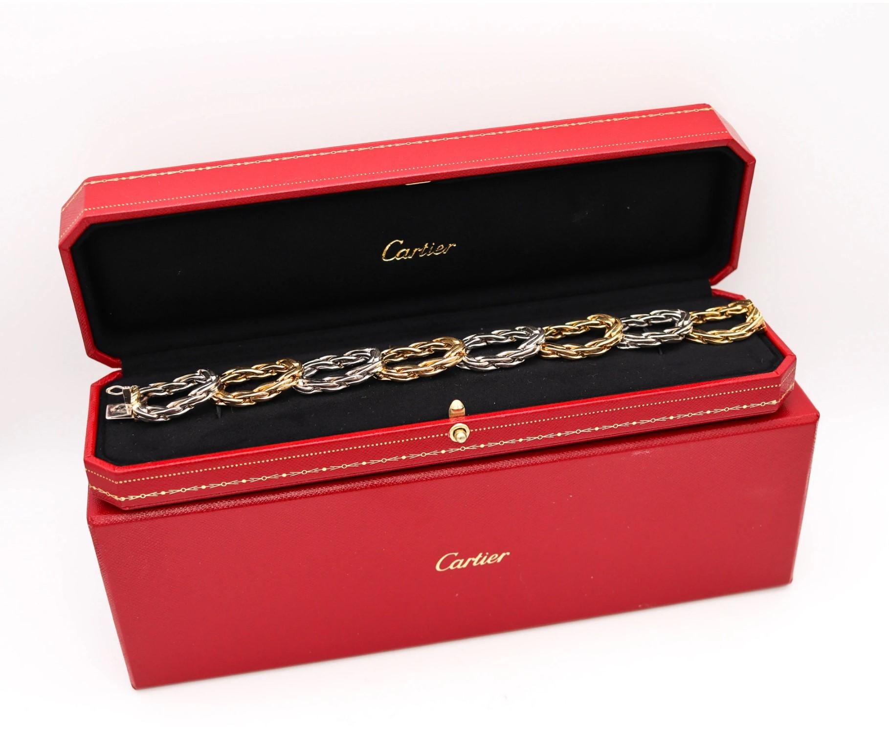 Cartier 1971 London Bracelet With Braided Links In 18Kt Yellow & White Gold For Sale 6