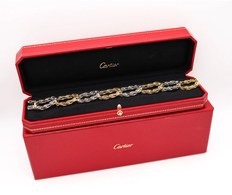 Cartier 1971 London Bracelet With Braided Links In 18Kt Yellow & White Gold For Sale 6