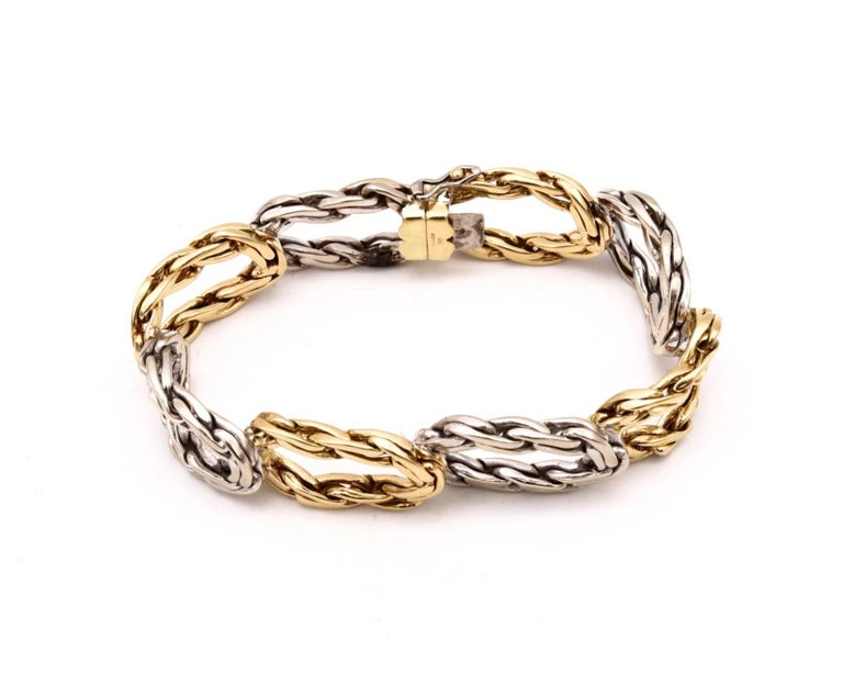 Modernist Cartier 1971 London Bracelet With Braided Links In 18Kt Yellow & White Gold For Sale