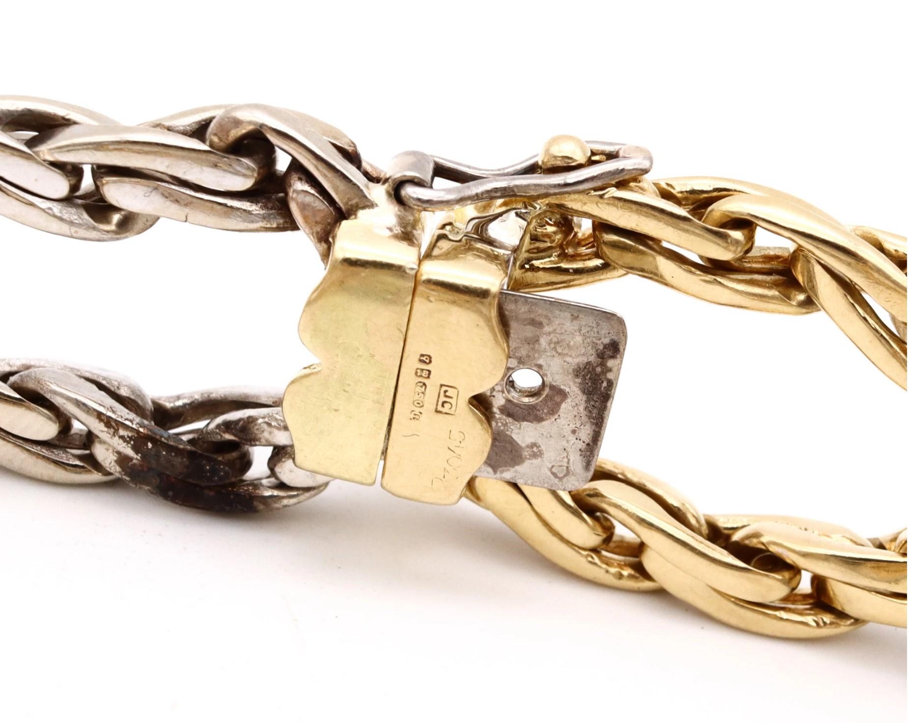 Cartier 1971 London Bracelet With Braided Links In 18Kt Yellow & White Gold In Excellent Condition For Sale In Miami, FL
