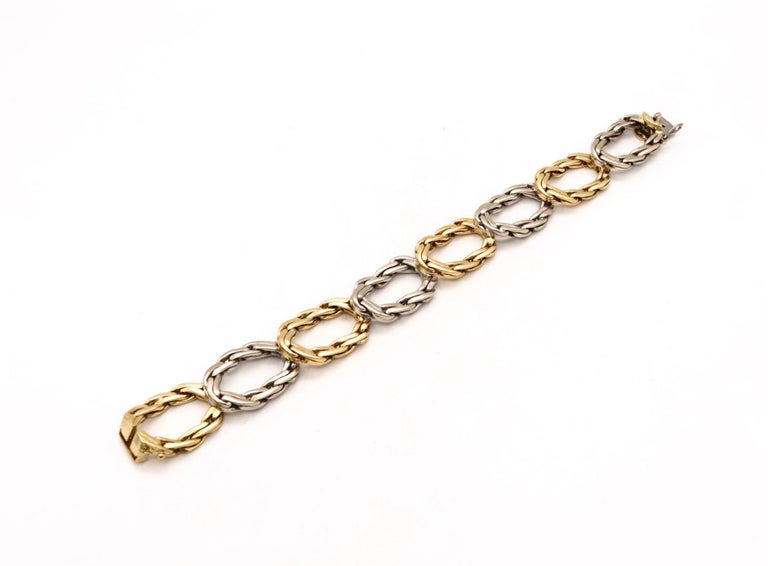 Cartier 1971 London Bracelet With Braided Links In 18Kt Yellow & White Gold For Sale 2