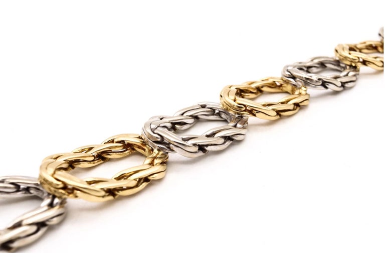 Cartier 1971 London Bracelet With Braided Links In 18Kt Yellow & White Gold For Sale 3
