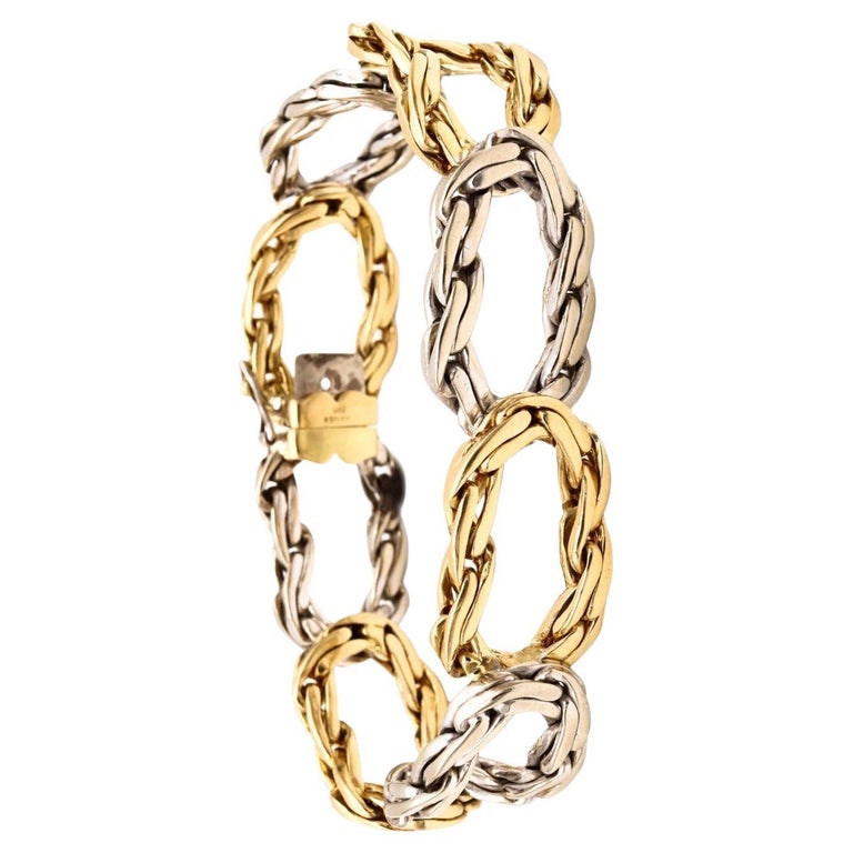 Cartier 1971 London Bracelet With Braided Links In 18Kt Yellow & White Gold For Sale