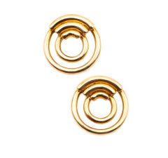 Cartier 1972 Aldo Cipullo Geometric Circled Large Earrings in Solid 18Kt Gold