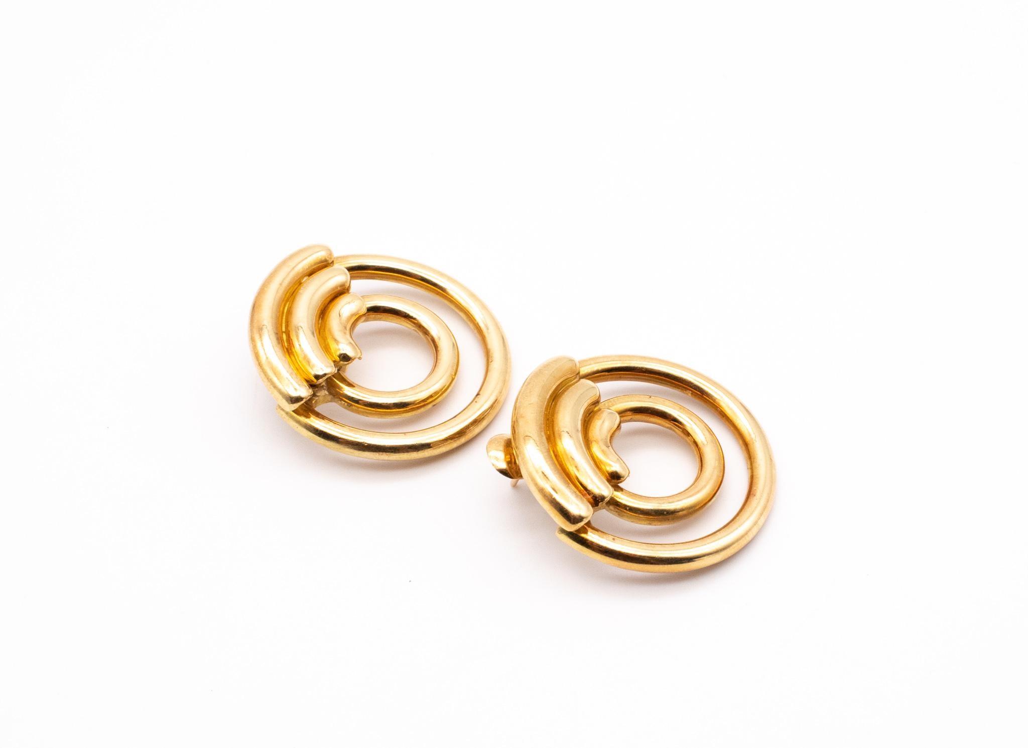 Cartier 1972 Aldo Cipullo Geometric Circled Large Earrings in Solid 18Kt Gold 1