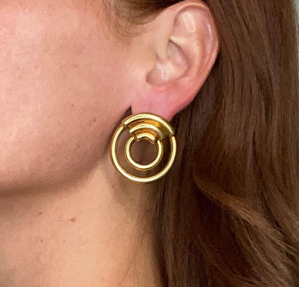 Cartier 1972 Aldo Cipullo Geometric Circled Large Earrings in Solid 18Kt Gold 2