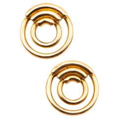 Cartier 1972 Aldo Cipullo Geometric Circled Large Earrings in Solid 18Kt Gold