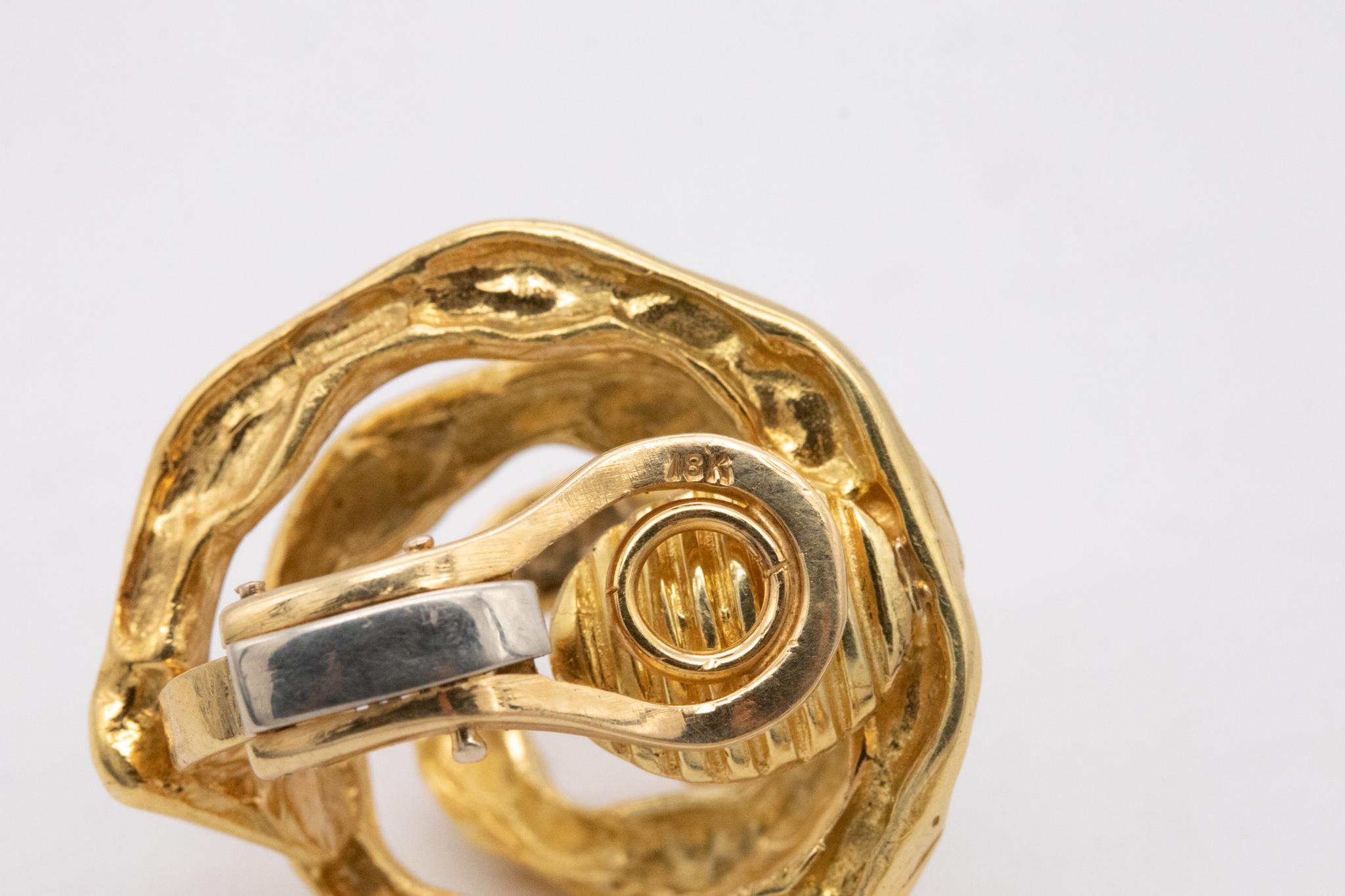 Women's Cartier 1972 by Aldo Cipullo Spirals Swirls Clips Earrings in Textured 18Kt Gold