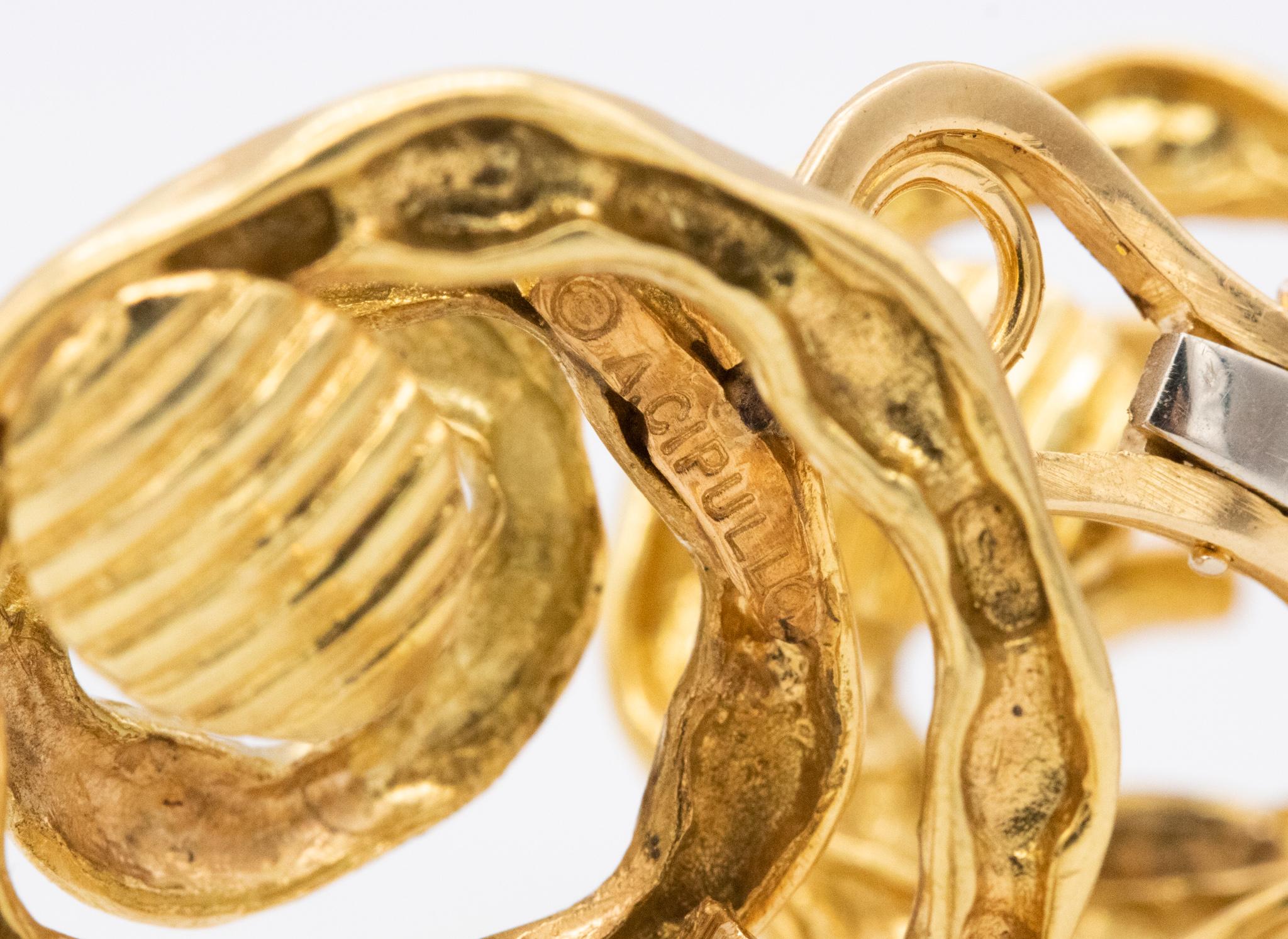 Cartier 1972 by Aldo Cipullo Spirals Swirls Clips Earrings in Textured 18Kt Gold 1