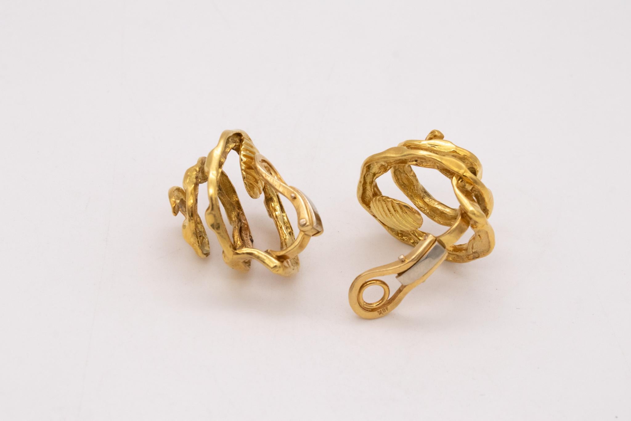 Cartier 1972 by Aldo Cipullo Spirals Swirls Clips Earrings in Textured 18Kt Gold 2