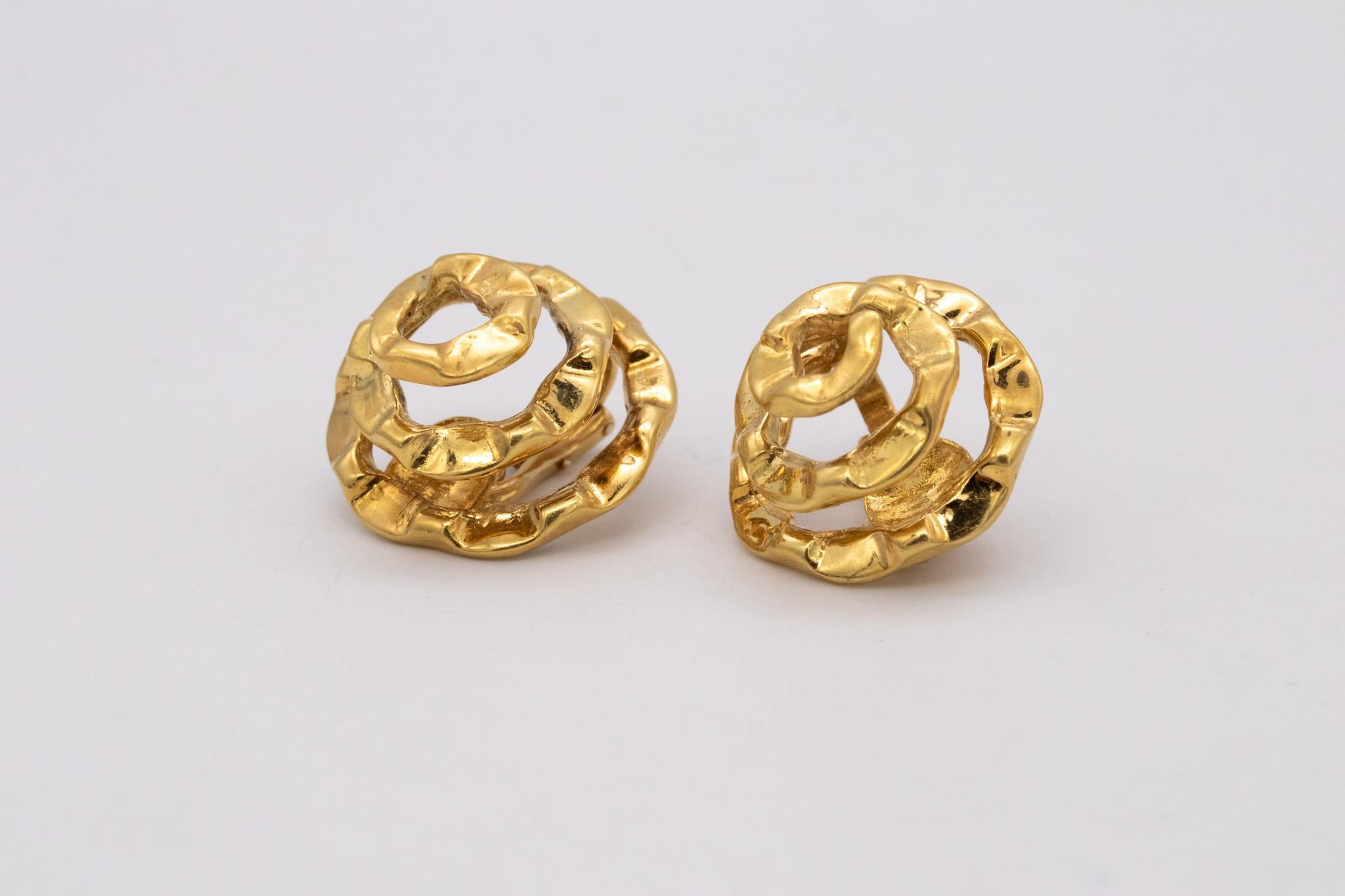 Cartier 1972 by Aldo Cipullo Spirals Swirls Clips Earrings in Textured 18Kt Gold 3