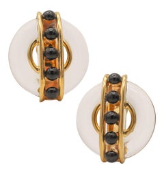 CARTIER 1973 Pendientes Aldo Cipullo de oro amarillo de 18 quilates con cristal de roca y ónice