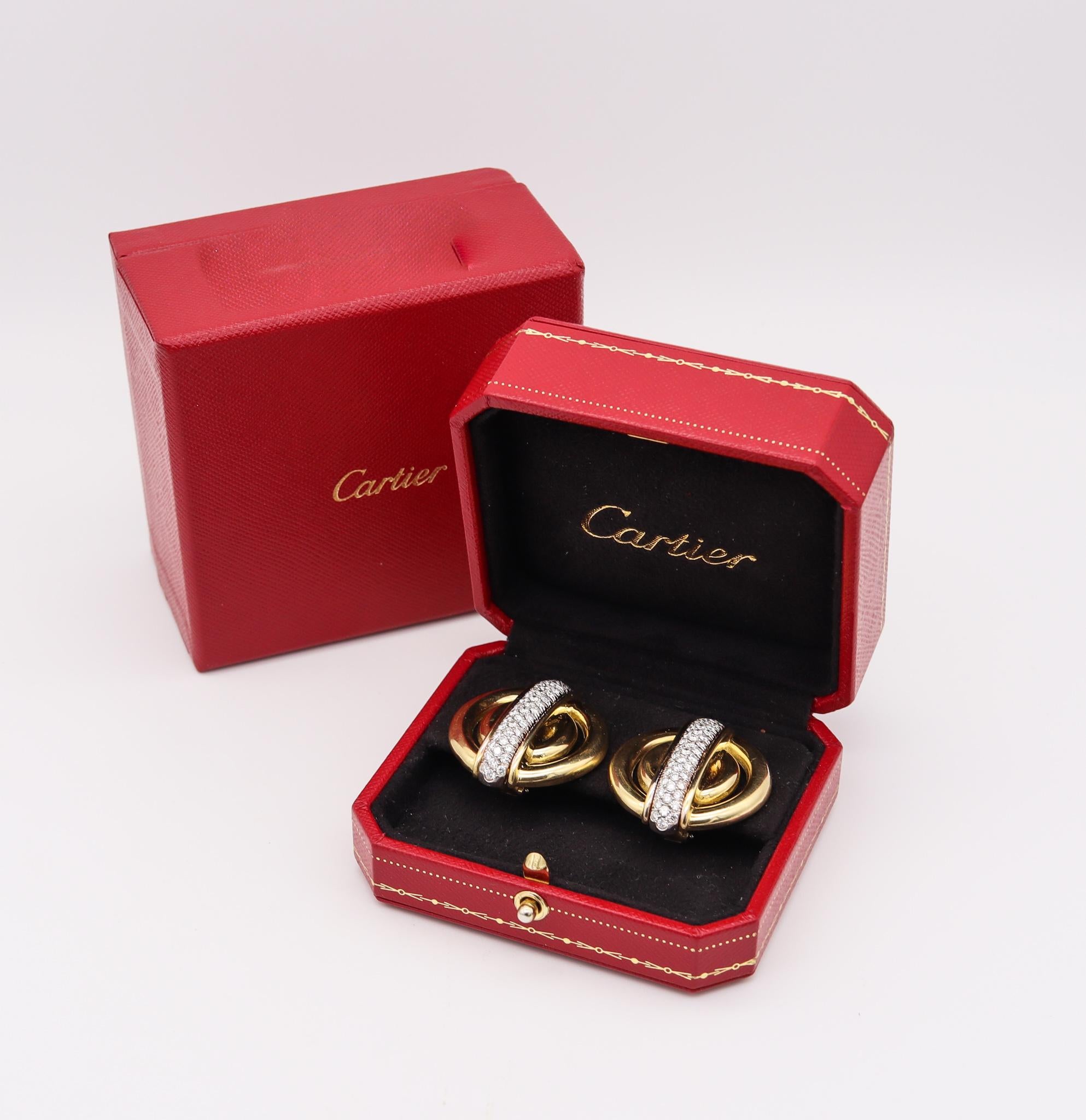 Cartier 1974 Aldo Cipullo Clip Earrings 18Kt Gold with 4.96 Ctw in Diamonds 1