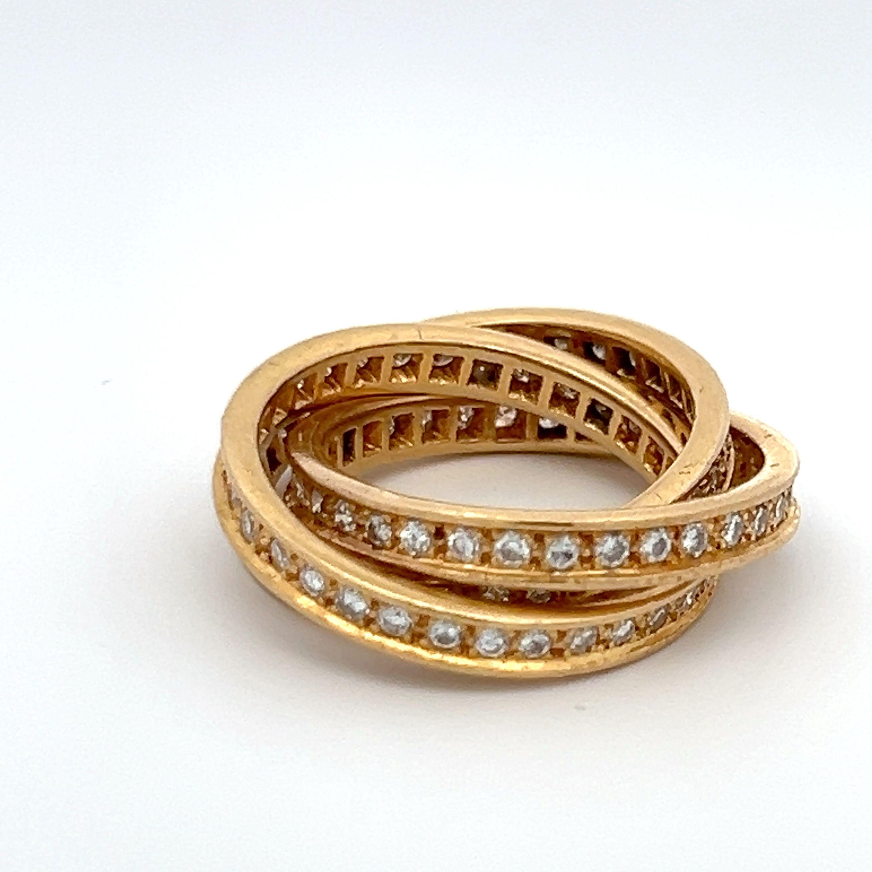 da uomo o donna Cartier 1,98 Carati Diamante Rotondo Brillante Oro Giallo 18 Carati Anello Trinità