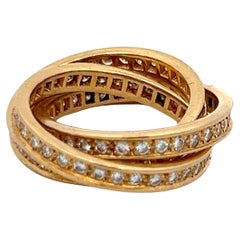 Cartier 1,98 Karat Runder Brillant Diamant 18 Karat Gelbgold Trinity Ring