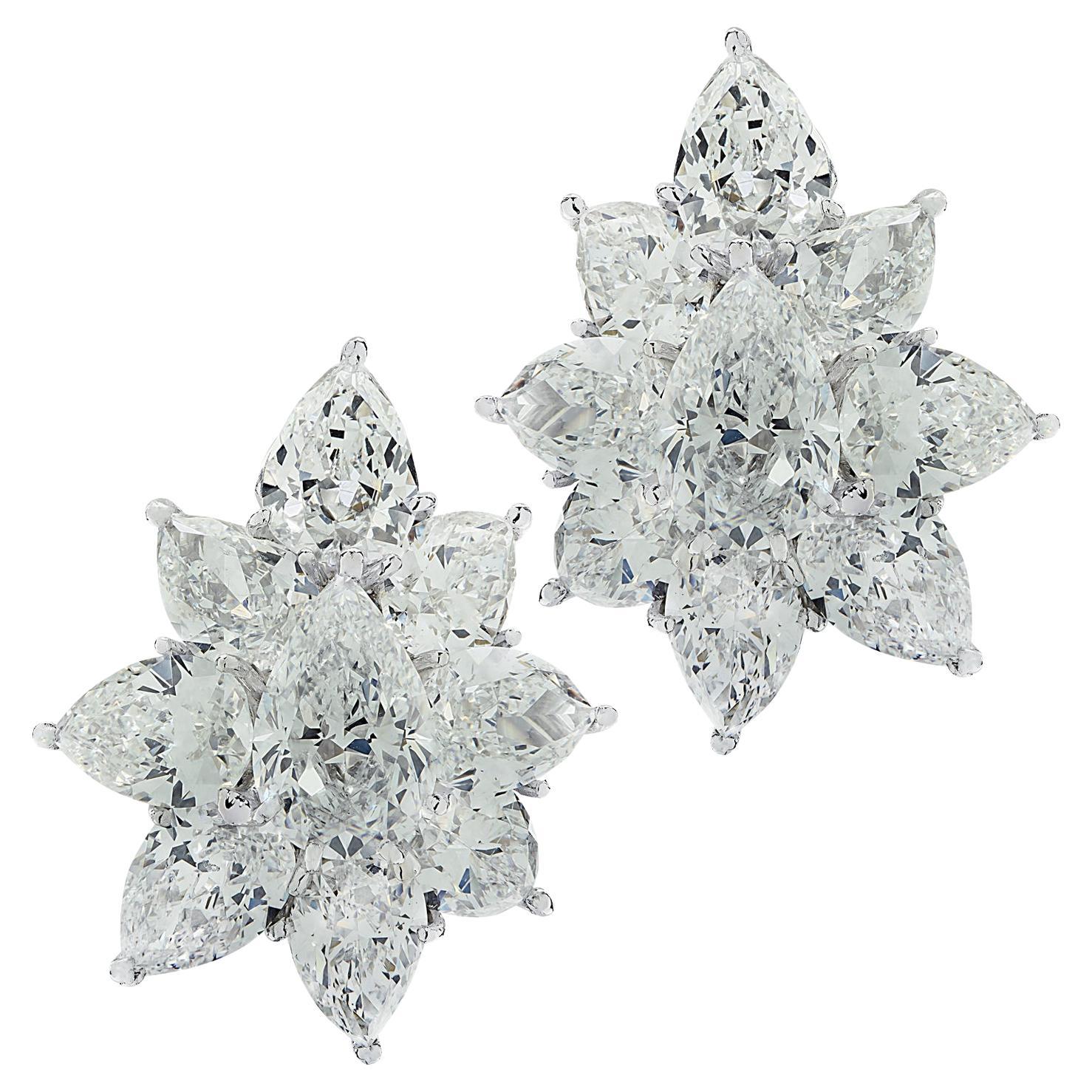  Cartier 19.80 Carat Pear Shape Diamond Cluster Earrings 