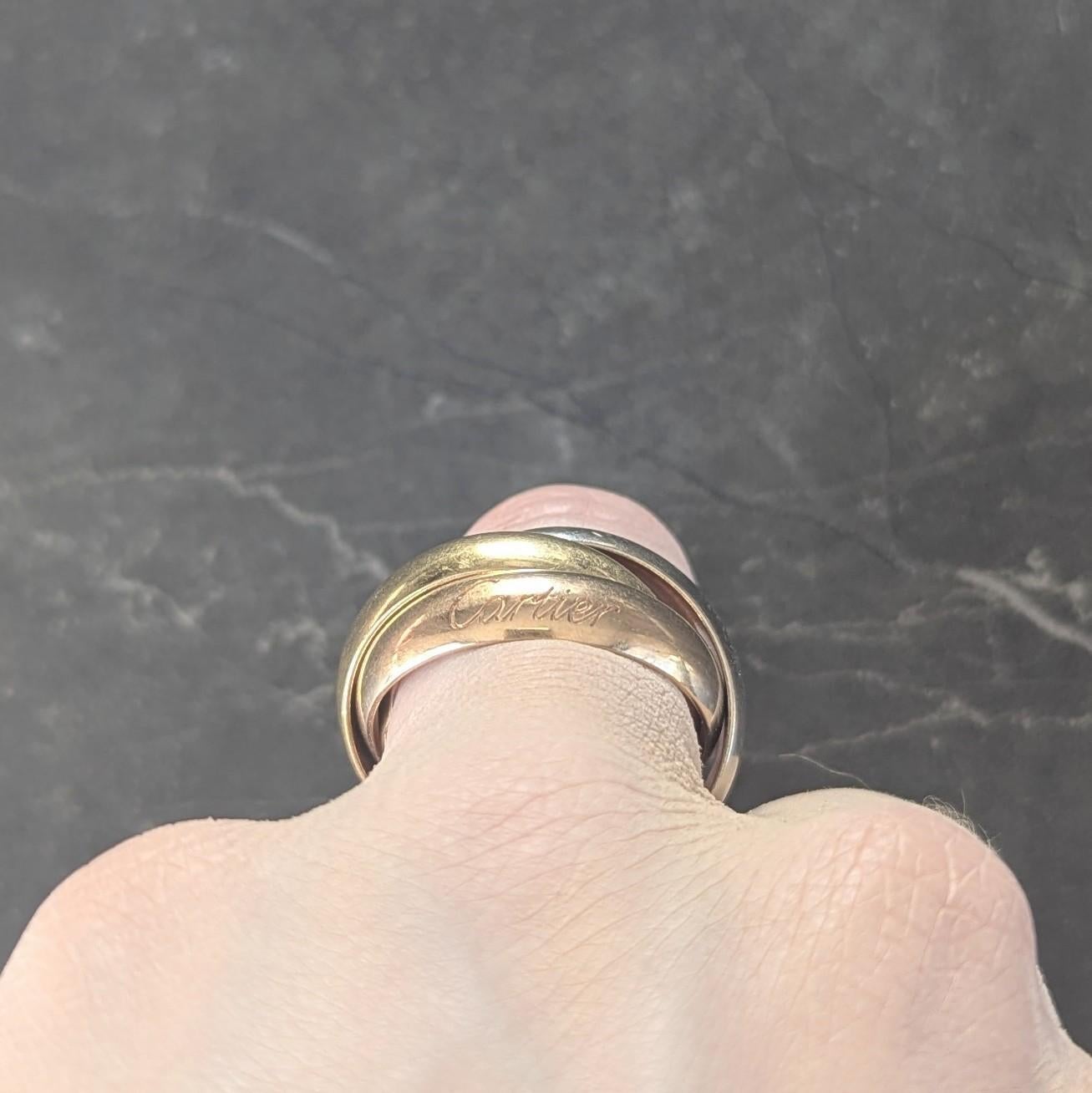 Cartier 1980's 18 Karat Tri-Gold Vintage Trinity Rolling Band Ring For Sale 6