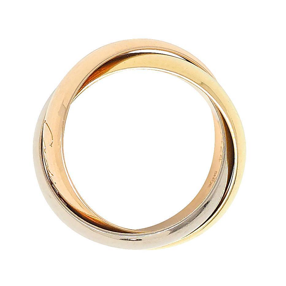 Cartier 1980's 18 Karat Tri-Gold Vintage Trinity Rolling Band Ring In Excellent Condition For Sale In Philadelphia, PA