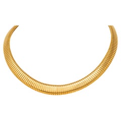 Cartier 1980's 18 Karat Yellow Gold Vintage Graduated Tubogas Collar Necklace