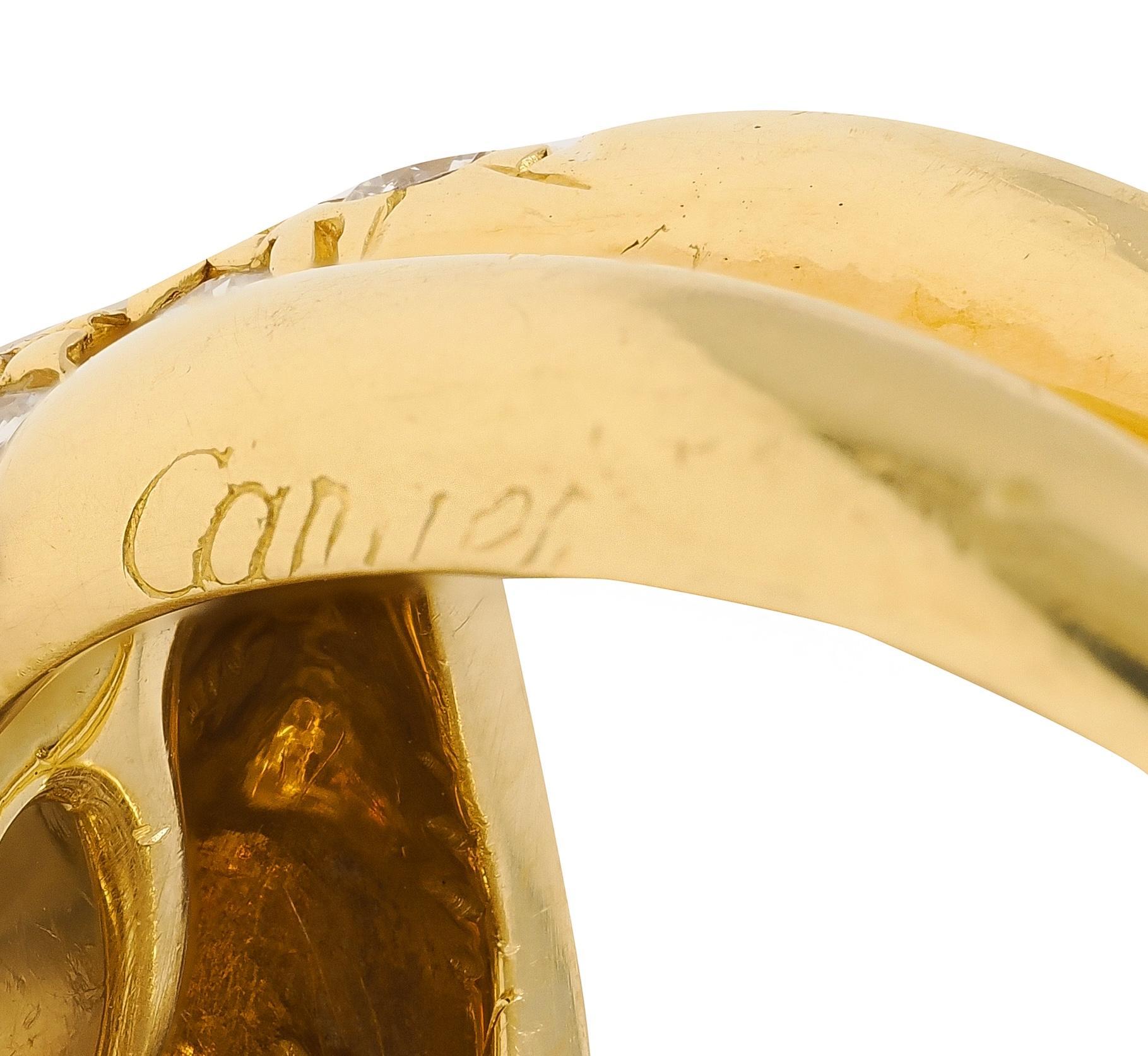 Cartier 1980's 3.00 CTW Diamond 18K Gold Vintage Twisting Pavé Puffy Band Ring en venta 1