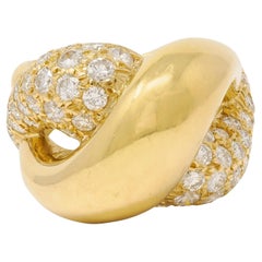 Cartier 1980, diamante 3,00 CTW in oro 18 carati, anello vintage Twisting Pavé Puffy Band