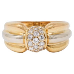 Cartier 1980's Diamond 18 Karat Yellow White Gold Vintage Bow Ring