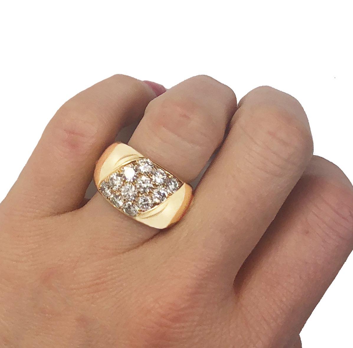 Cartier, 1980s  Diamond 18kt Yellow Gold Ring. Size 6.5 In Excellent Condition In Beverly Hills, CA