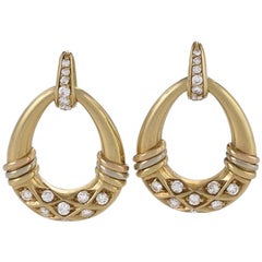 Cartier 1980s Diamond and Gold Hoop Earrings