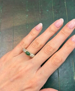 Cartier 1980s Emerald and Diamond Ring in 18K Yellow Gold