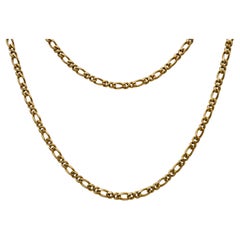 Cartier 1980s Figaro Link Gold Chain Necklace