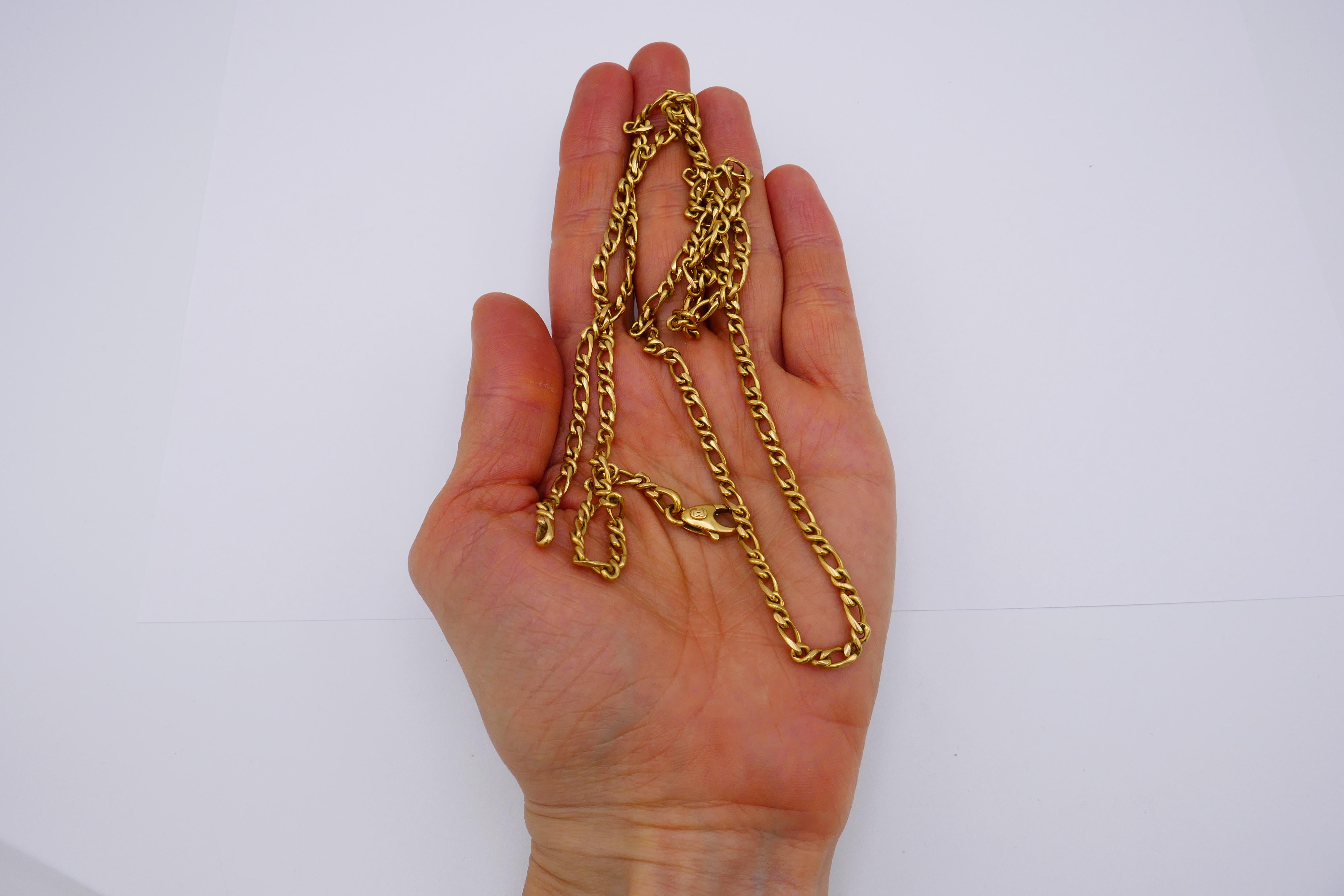 Cartier 1980s Figaro Link Gold Chain Necklace 1