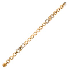 Cartier 1980s Fox Trot Diamond Gold Bracelet
