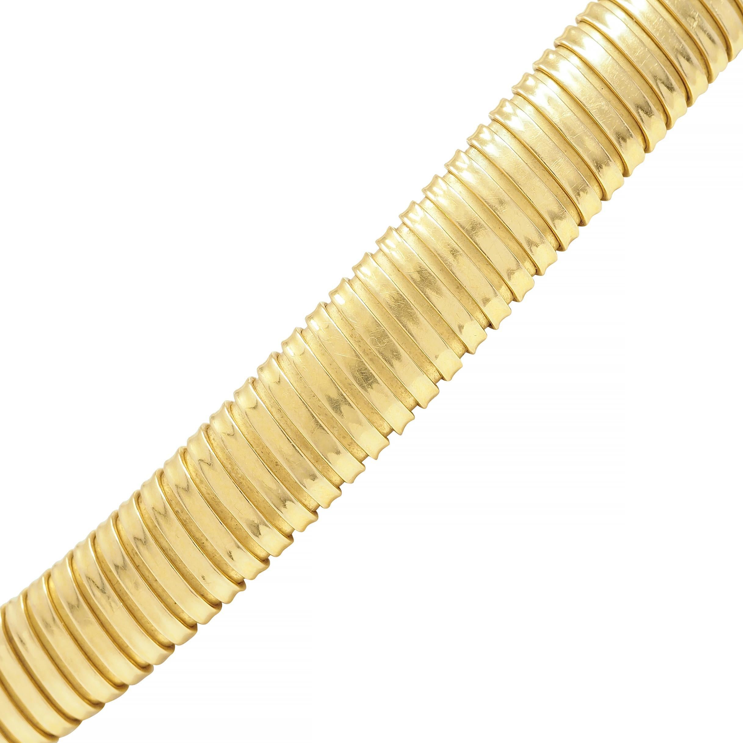 Cartier 1980er Jahre Grüner Turmalin 18 Karat Gelbgold Vintage Tubogas Halskette 7