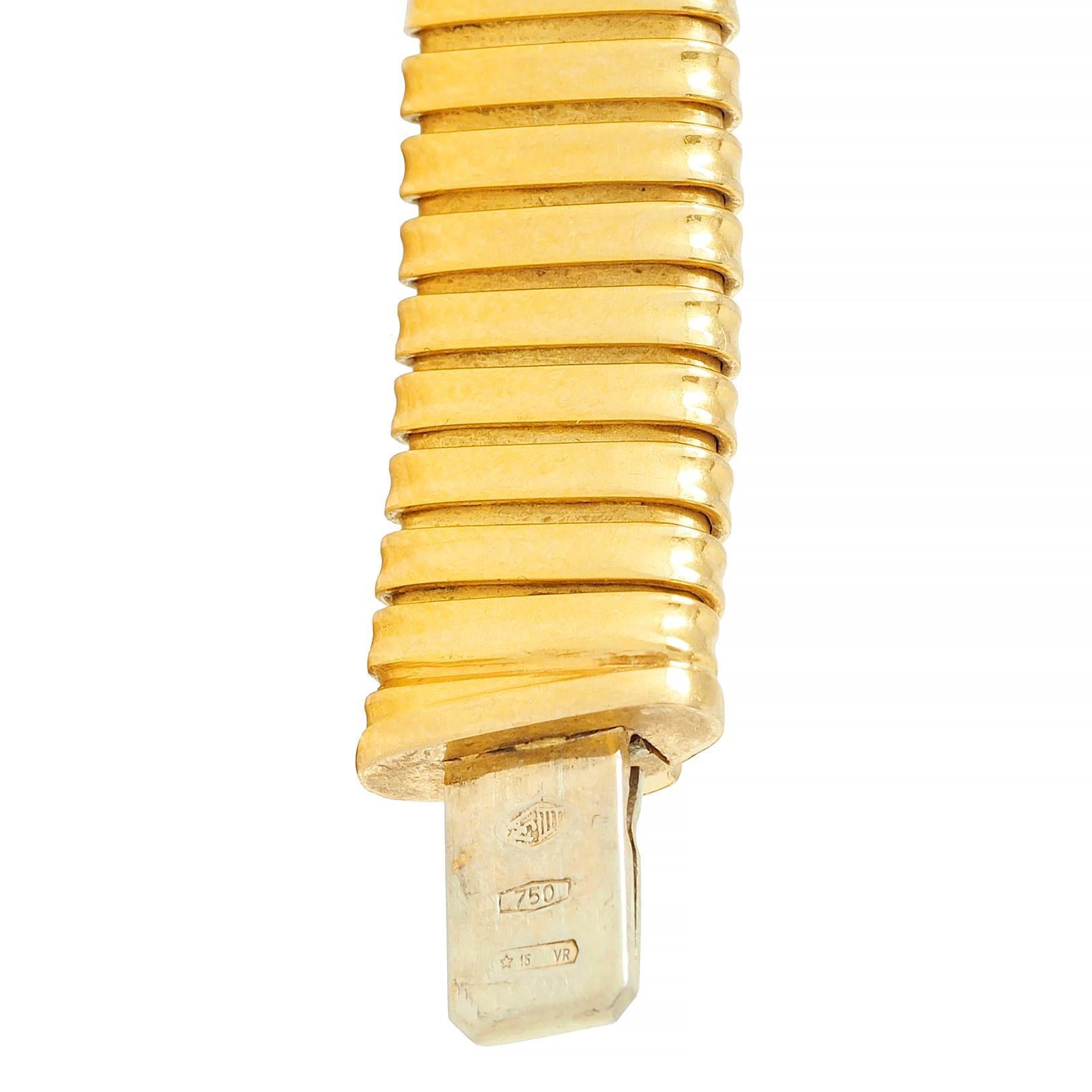 Cartier 1980er Jahre Grüner Turmalin 18 Karat Gelbgold Vintage Tubogas Halskette 2