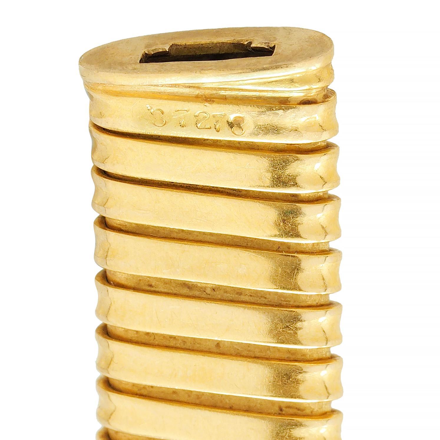 Cartier 1980er Jahre Grüner Turmalin 18 Karat Gelbgold Vintage Tubogas Halskette 3