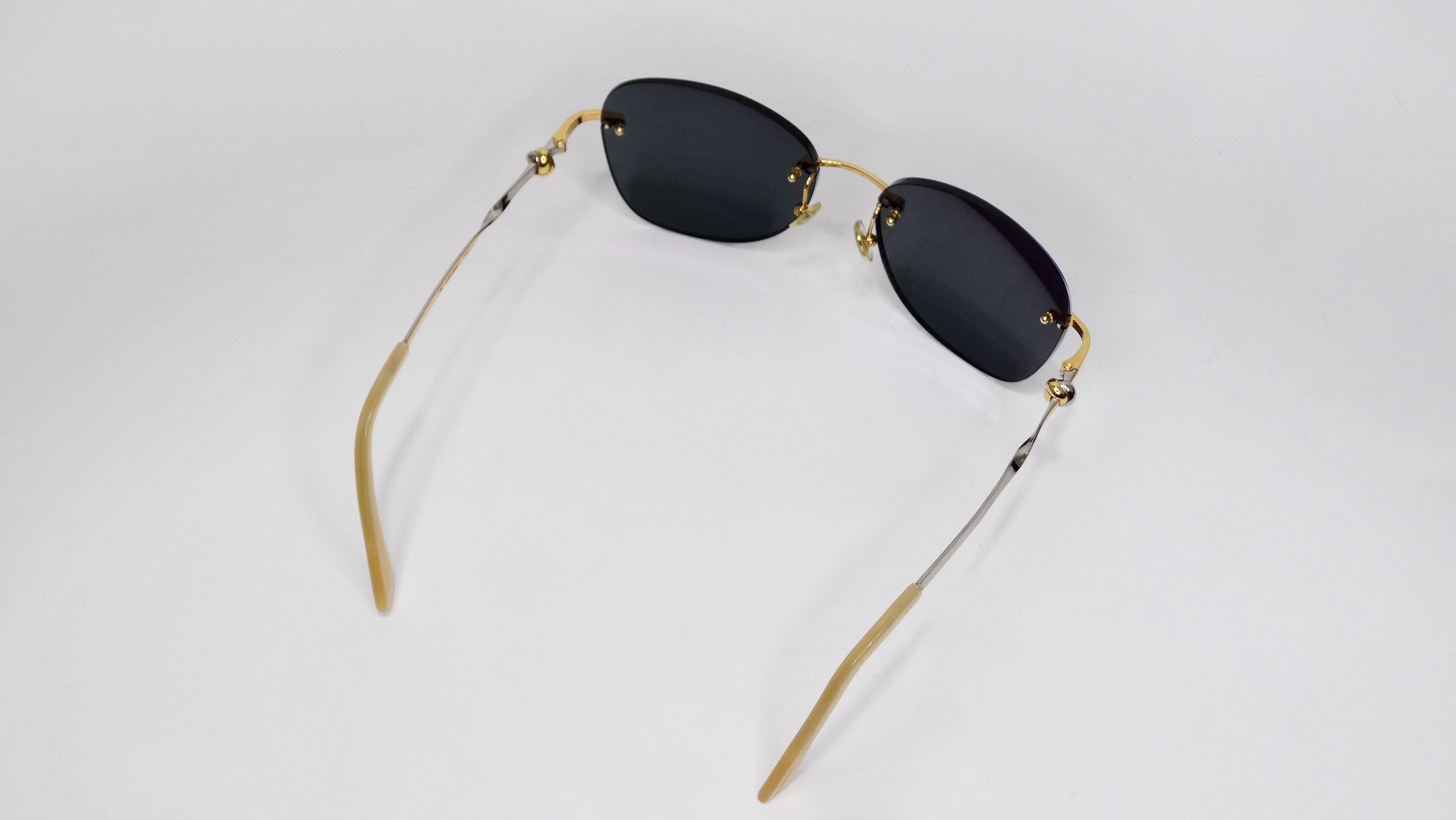 Gray Cartier 1980s Rimless Sunglasses  For Sale