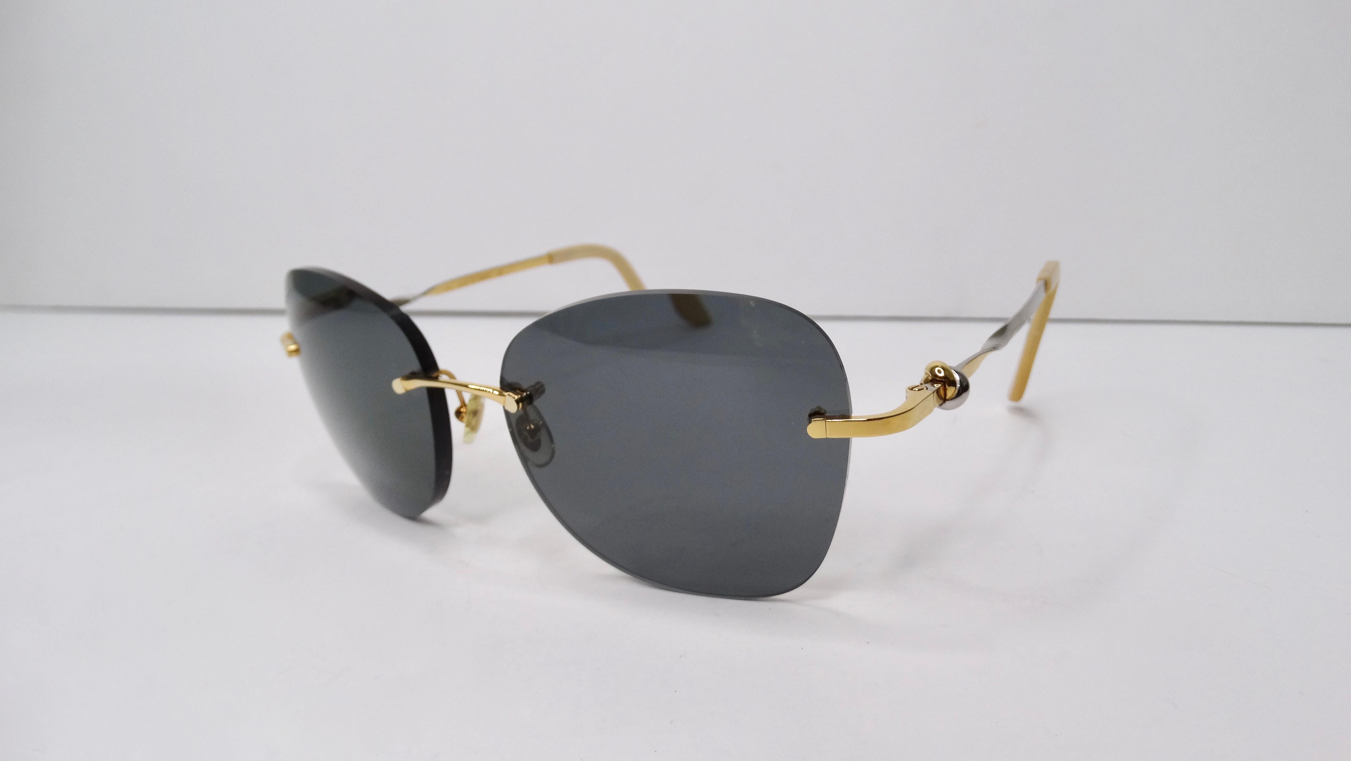 Cartier 1980s Rimless Sunglasses  In Good Condition For Sale In Scottsdale, AZ