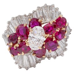 Cartier 1980's Ruby Diamond 18K Gold Platinum Vintage Ballerina Cocktail Ring