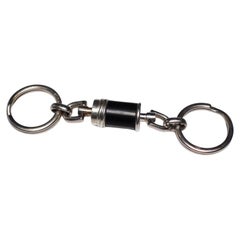 Cartier 1980s Sterling Silver & Ebony Touch Wood Keychain