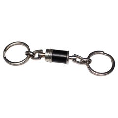 Vintage Cartier 1980s Sterling Silver & Ebony Touch Wood Keychain