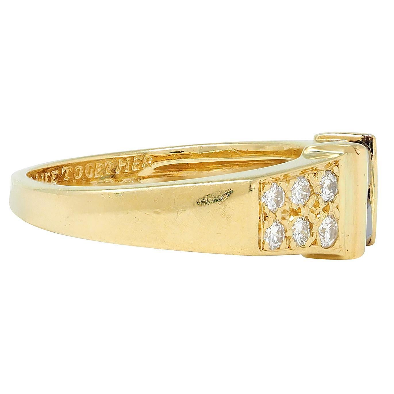 Modern Cartier 1982 Sapphire Diamond 18 Karat Yellow Gold Vintage Band Ring For Sale