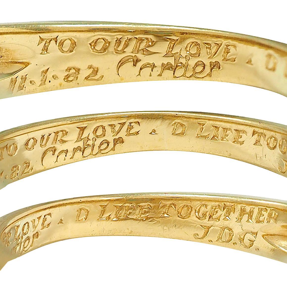Women's Cartier 1982 Sapphire Diamond 18 Karat Yellow Gold Vintage Band Ring For Sale
