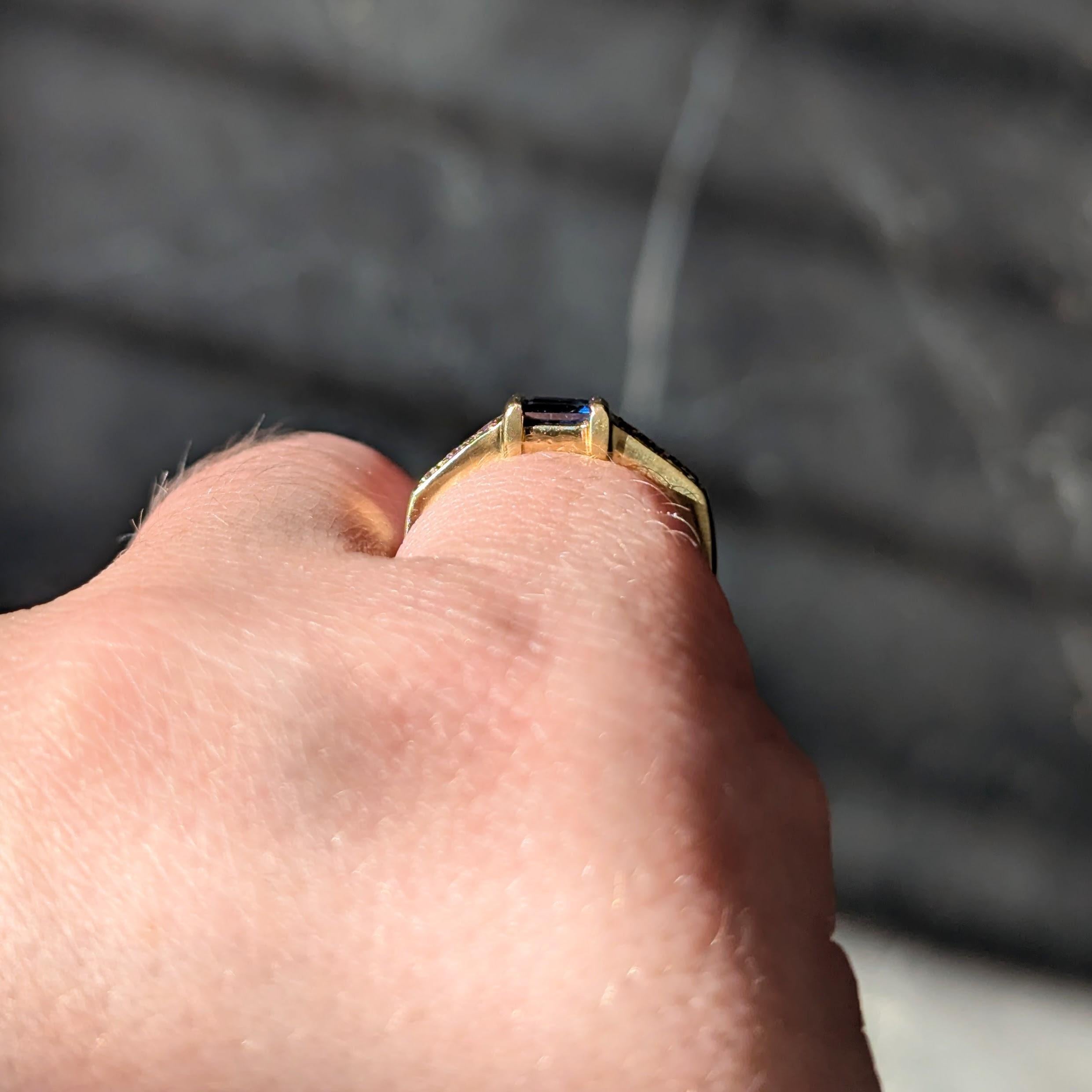 Cartier 1982 Sapphire Diamond 18 Karat Yellow Gold Vintage Band Ring For Sale 1