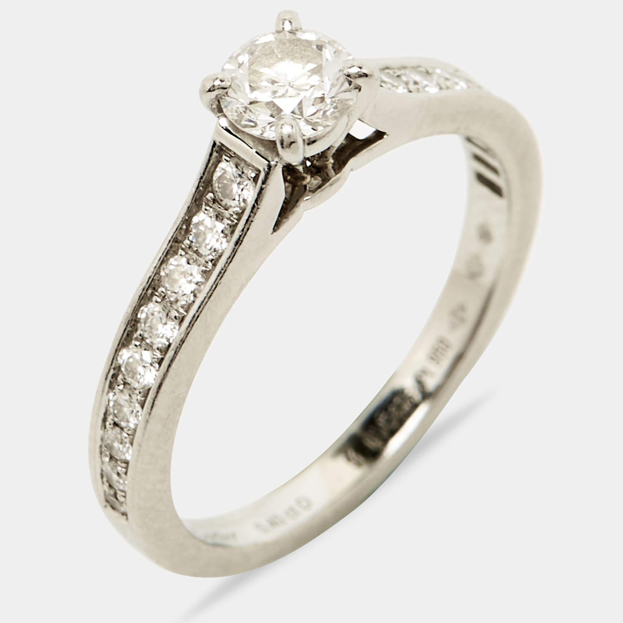 Uncut Cartier 1985 Solitaire Diamonds Platinum Engagement Ring Size 51