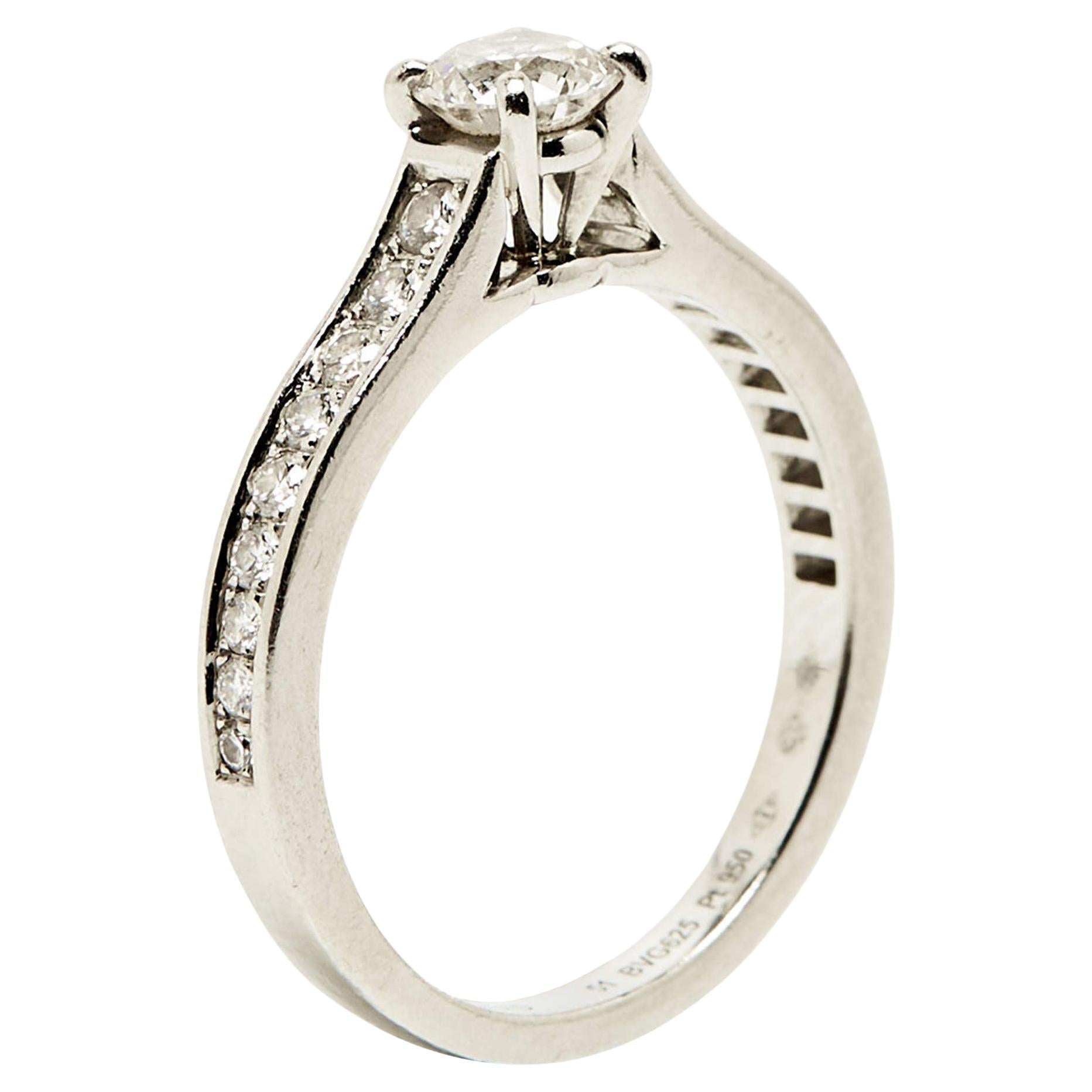 Cartier 1985 Solitaire Diamonds Platinum Engagement Ring Size 51